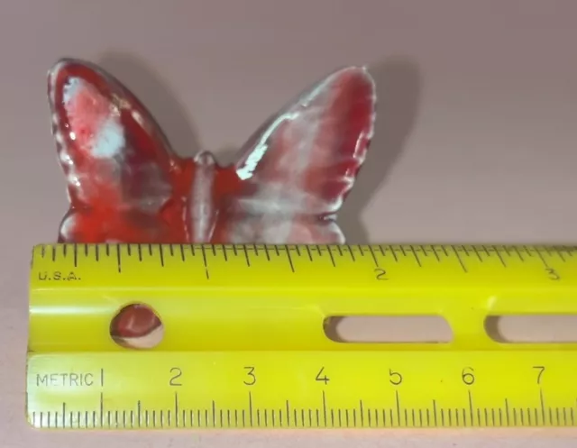 4 Red & White Speckle Drip Glaze Ceramic Butterfly  Macrame Beads 2