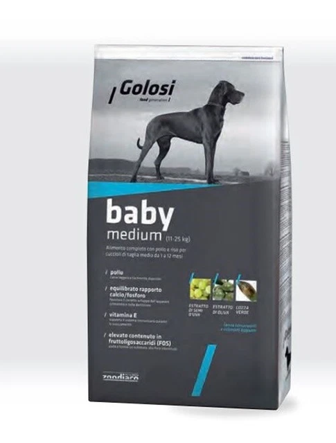 Golosi Baby  Medium Crocchette Cane Cucciolo 1/12 Mesi Pollo Riso 8 Kg 2X4 C 501