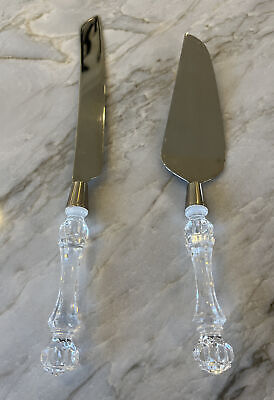 Cuchillo y servidor para pastel de boda de acero inoxidable Fostoria Heritage Clear Collection