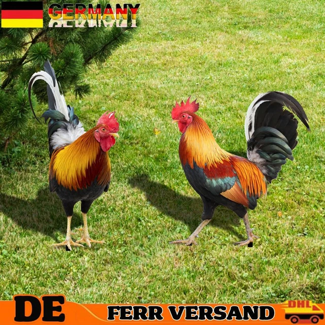 2PCS Rooster Yard Decor Acrylic Hen Figurin for Garden Patio Backyard Decoration