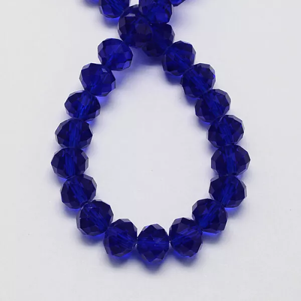 8mm Dark Blue   crystal cut glass rondelle abacus faceted jewellery making beads