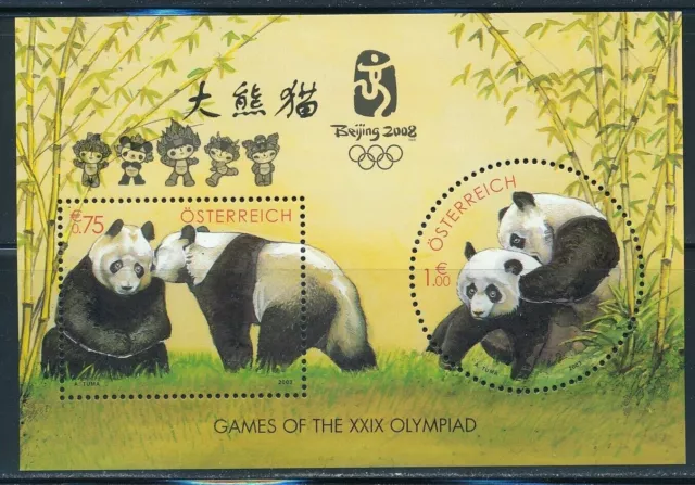 Austria - 2008 Beijing Olympics - Pandas - Souvenir Sheet - Scott #1917 - MNH