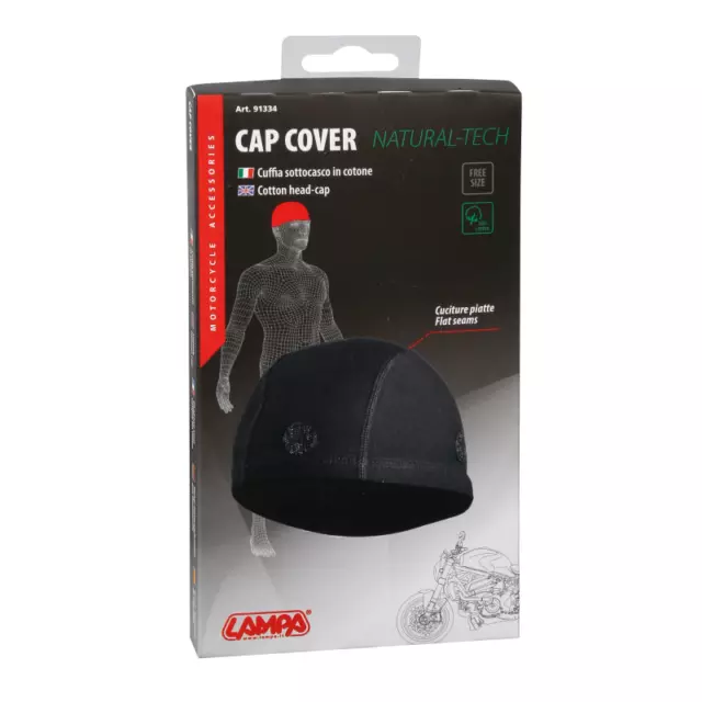 Sottocasco Cuffia Moto In Cotone Nero Taglia Unica Applicazione Interno Casco 3