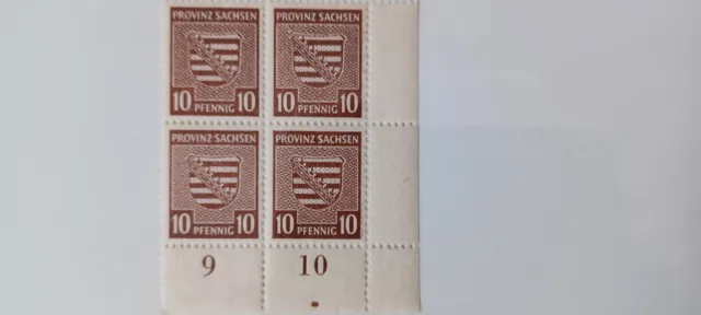  Briefmarken Provinz Sachsen  4x10 Pfennig 1945 Block SBZ  postfrisch