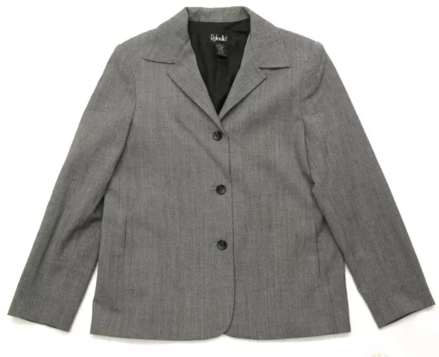 New Rafaella Gray Herringbone Stretch Wool Blend Blazer Coat Jacket Women's 8