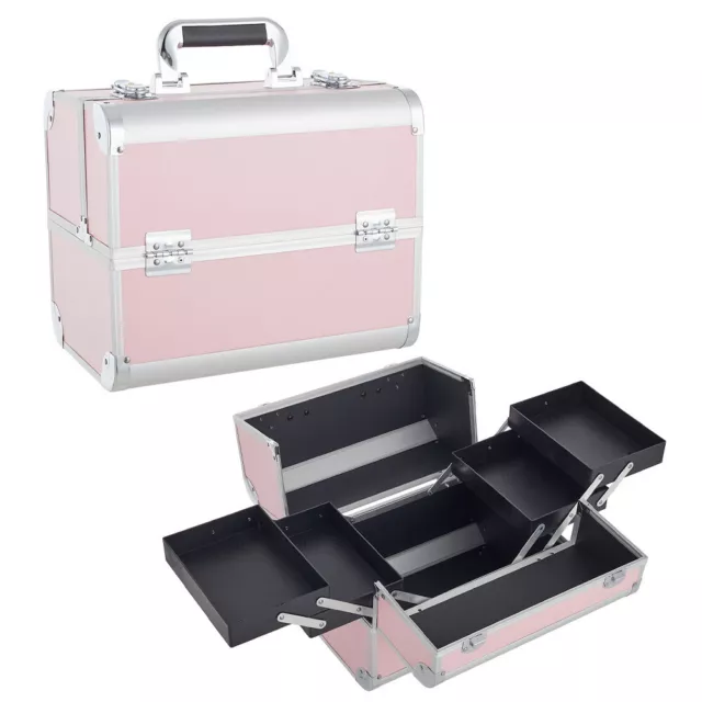 Professional Vanity Case Makeup Organiser Travel Beauty Cosmetic Storage Box UK