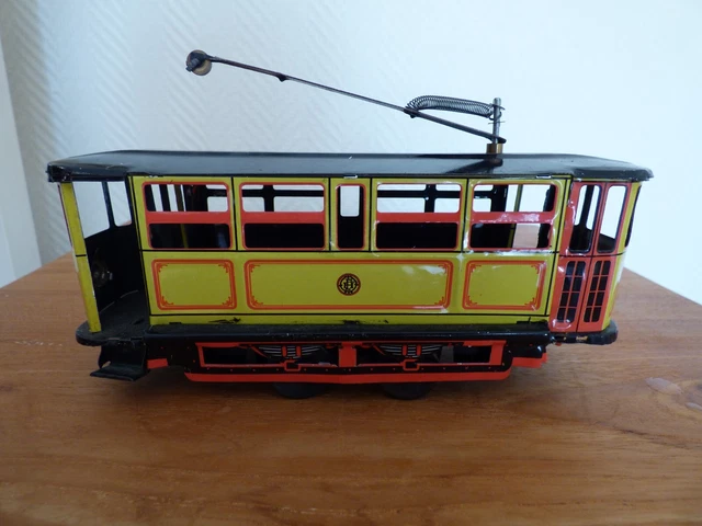 Ancien rare jouet tôle Tram Tramway 63 mécanique tin toy OROBR Germany