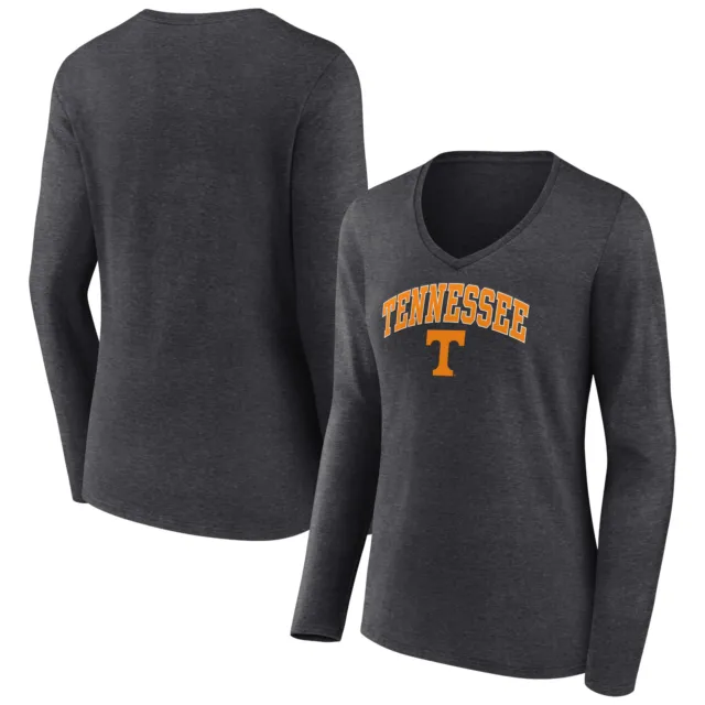 Women's Fanatics Branded Charcoal Tennessee Volunteers Campus Long Sleeve V-Neck