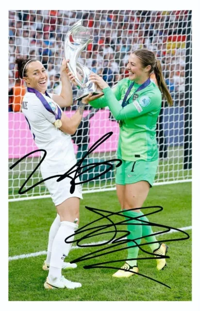 Lucy Bronze & Mary Earps - England Lionesses Autograph Signed Photo Poster