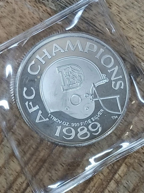 1989 Afc Western Division Champions Denver Broncos 1 Oz Silver .999 Serial #0233
