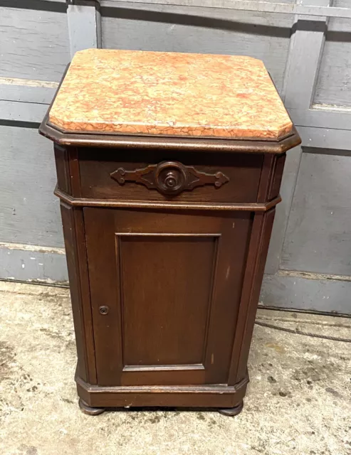 Victorian Walnut Marble Top 1/2 Commode