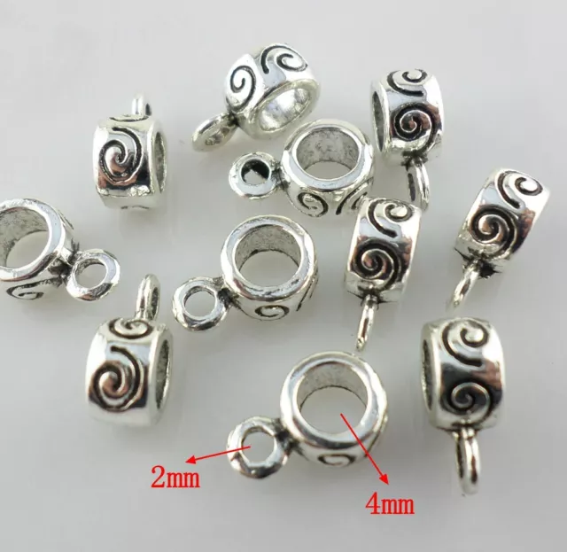 48Pcs Tibetan Silver Spiral Connectors Jewelry Making Charms Pendant Bails