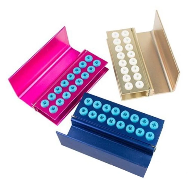 3pcs Dental Autoclave FG Burs Holder Disinfection Blocks Pink Blue Gold