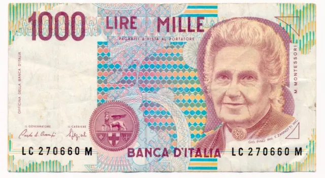 ITALY banknote 1000 Lire 1993 VF Very Fine