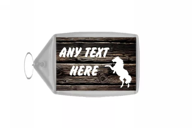 Dark Wood Stallion Horse Personalised Keyring