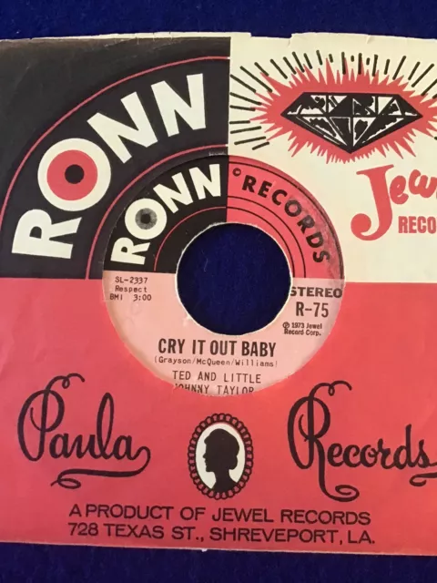 Ted Taylor  & Little Johnny Taylor - Walking The Floor / Cry It Out Baby - Ex