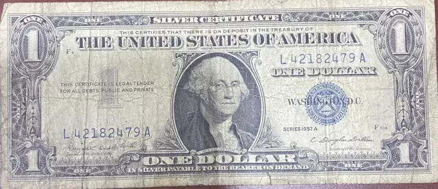United States Silver Certificate $1 Bill 1957A Series Decent Condition Blue
