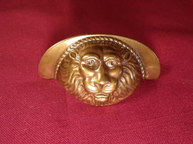 Lion Head Pull Drawer Cabinet Handle Solid Brass Vintage Hardware Replacement