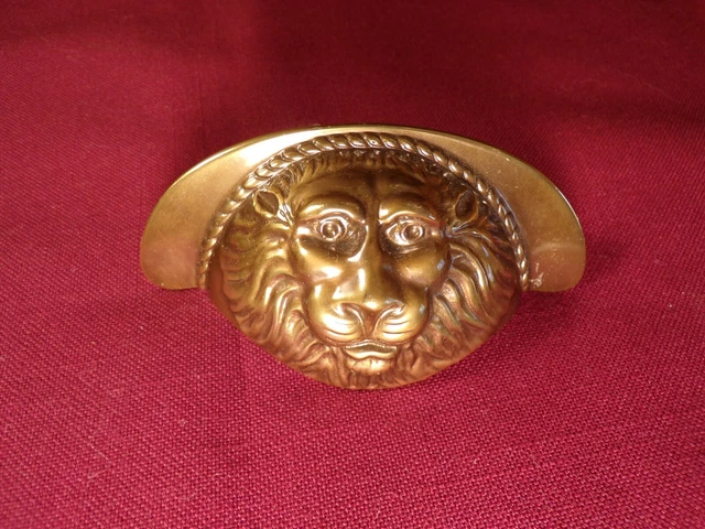 Poignée tiroir à traction tête de lion laiton massif remplacement matériel vintage
