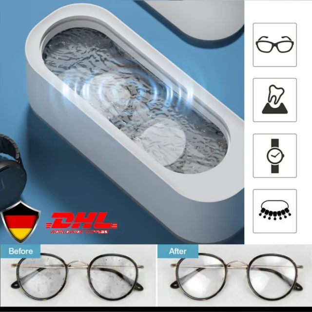 DE Ultraschallreiniger Reinigungsgerät Ultrasonic Cleaner Schmuck Brillen Uhren