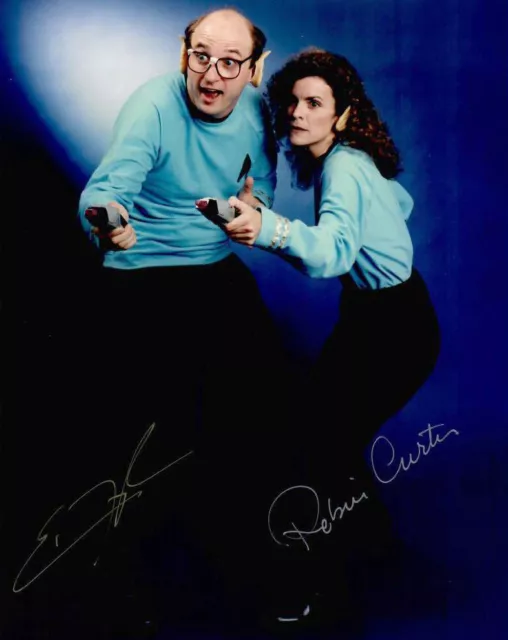 Autografo originale Eric Menyuk e Robin Curtis da Star Trek, foto vera 20x25 cm