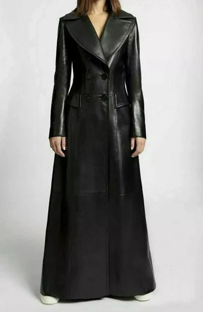 Veste Longue Femme En Cuir D'agneau Véritable Trinity Matrix - Noir, Taille Regular, Neuve Avec étiquettes