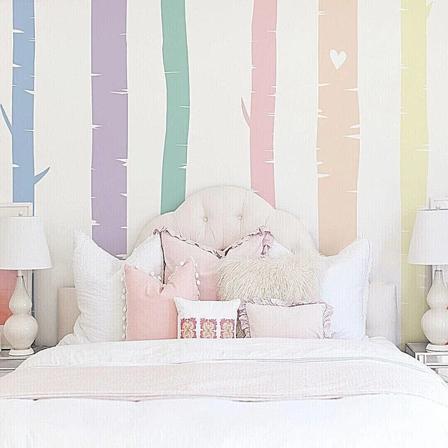 Colorful Birch Tree Wall Rainbow Wall Decals, Stickers, Wall Art Decoration 465