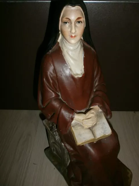 SAINTE THERESE D'AVLLA/ANCIENNE STATUE RELIGIEUSE/FIN XIXè-debut XXè/PLATRE/36cm