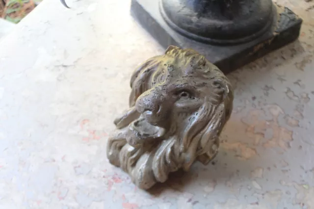 Antique French architectural 19th Century Chalkware/ plaster Classical lion gold