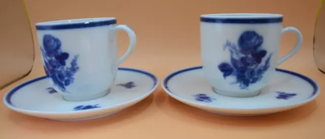 Vintage Maastricht Mosa Holland Blue Floral Cup & Saucer x 2