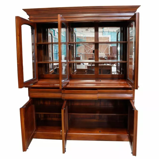 Solid Mahogany Large Antique Victorian Style 3 Door Display Cabinet / Bookcase 2