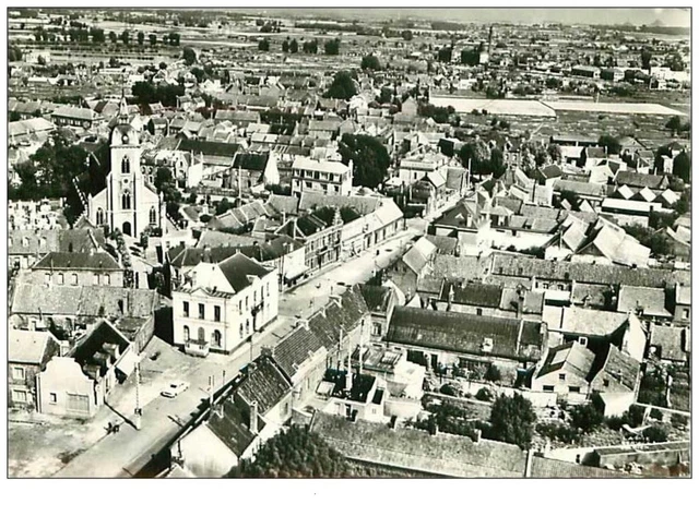 59.SIN LE NOBLE.n°224.VUE PANORAMIQUE.L'EGLISE ET LA MAIRIE.CPSM.EN AVION AU D