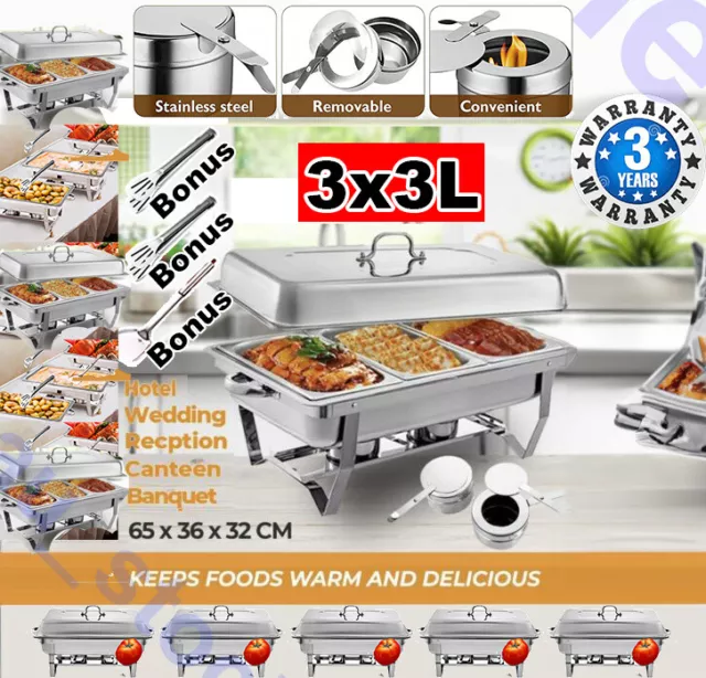 Stainless Steel Food 3*3L Insulated Warmer Bow Buffet Bain Marie Chafing Dish AU