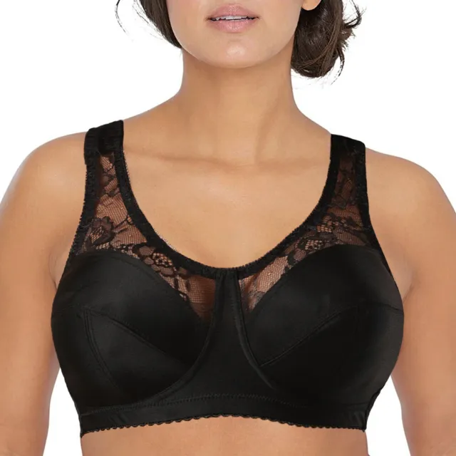 34-56A-H Plus Size Bra Full Coverage Non Wired Wide Strap Soft Cup Support Panel