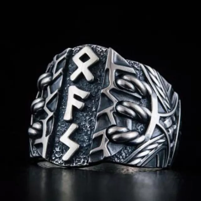 Stainless steel Odin Norse Viking Amulet Rune RETRO Rings Size 7-13
