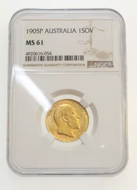 1905 P Australia 1 Sovereign Gold Coin Ngc Ms61