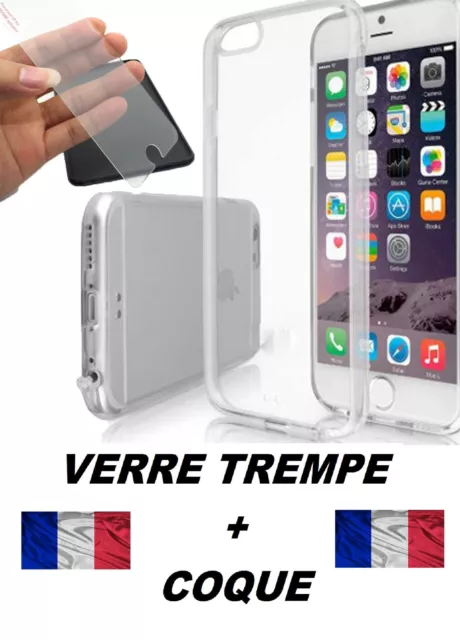 Housse Coque Etui Silicone Tpu Pour Iphone Au Choix + Film Vitre Verre Trempe