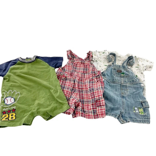 Baby Boy Shortalls Overalls Denim 18-24 Months 4 Piece Bundle Carters Baseball