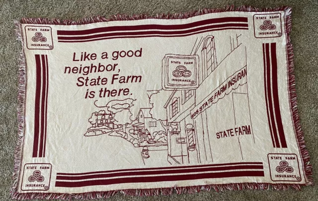 State Farm Insurance Red & White Company Blanket Like a Good Neighbor 72"x44"