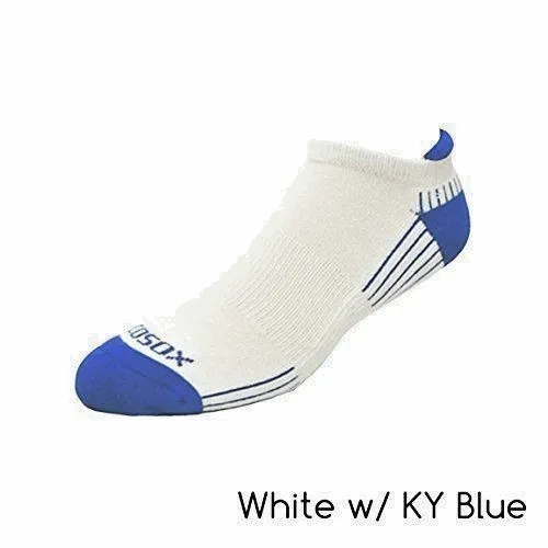 3 pair EcoSox Bamboo Viscose Active Sport Tab Socks White w/ Royal Blue Large