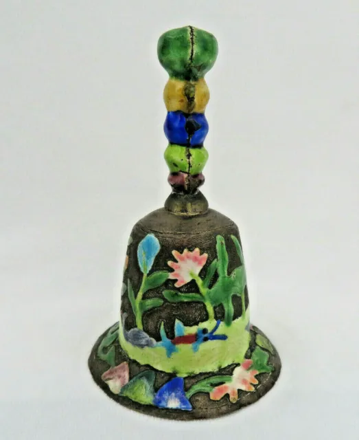 Antique Chinese Enamel Bell with Waterlilies & Ducks
