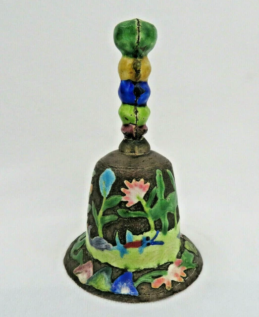 Antique Chinese Enamel Bell with Waterlilies & Ducks