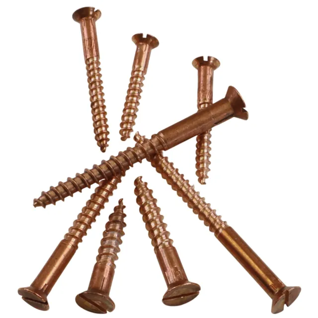 Solid Bronze Wood Screws Threaded Choice of Sizes 3.0x16mm-6.0x100mm Slot-Drive