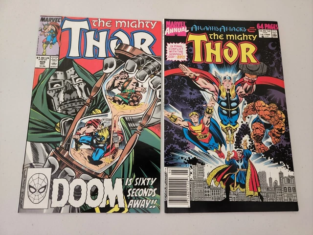 The Mighty Thor Atlantis Attacks Marvel Comics Annual 14 1989 & #409.