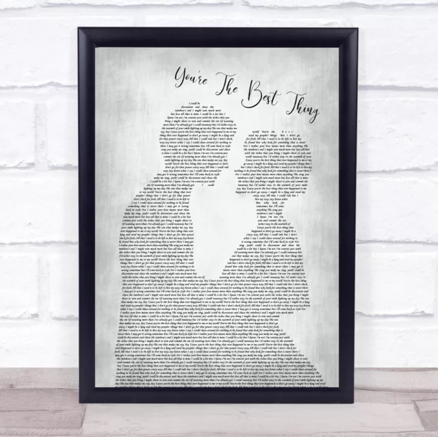 You're The Best Thing Man Lady Bride Groom Grey Song Lyric Print