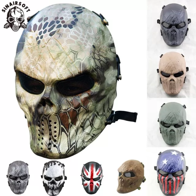 Tactical Airsoft Paintball Full Face Protection Skull Mask SC Wear Game Skeleton