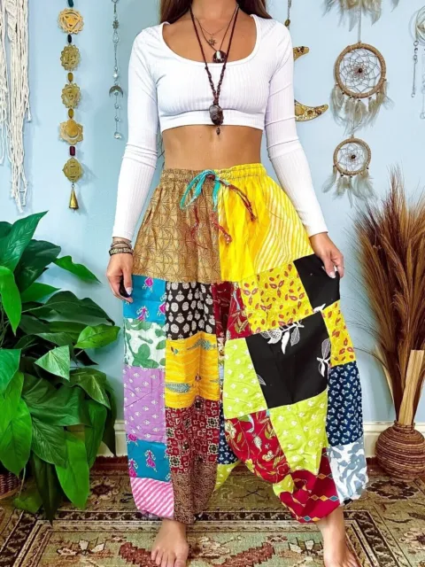 Pantalones de yoga unisex hechos a mano patchwork boho hippie aladdin harem...