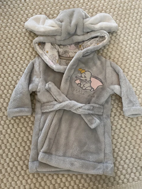 BABY S DISNEY DUMBO Grey Fleece Dressing Gown. Up To One Month TU