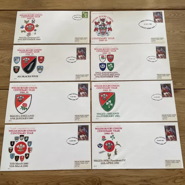 8 Great Britain GB Commemorative Covers Wales Welsh Rugby Union Centenary 1980