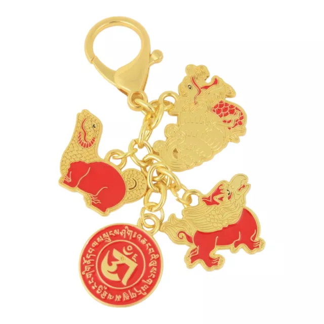 2024 Feng Shui Three-Harmony-Animal w/ Mantra Amulet Keychain